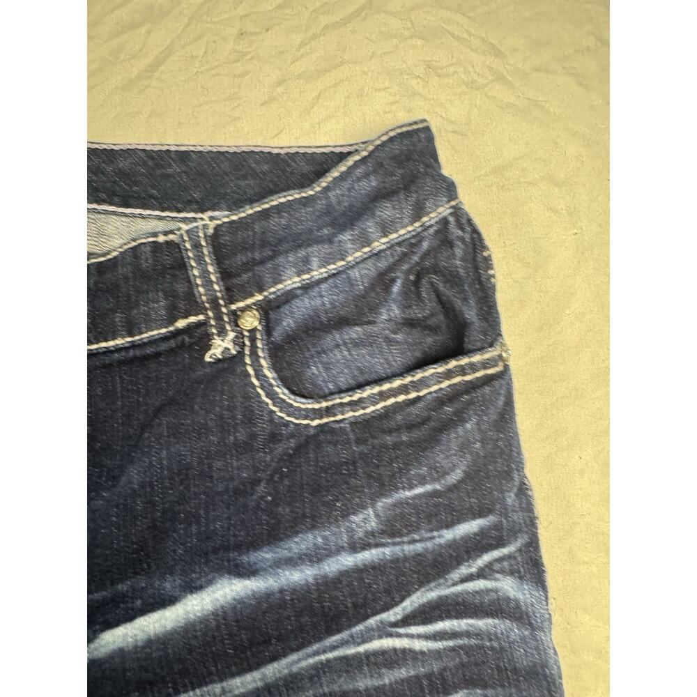 Arija Jeans Bermuda Shorts Womens 15/16 Dark Wash Cuffed Stretch Denim - Picture 8 of 16